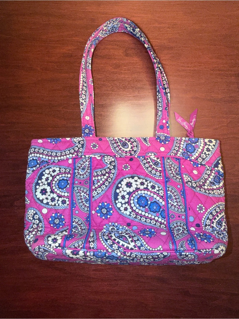 Vera Bradley Paisley Quilted Tote with Blue & White Accents